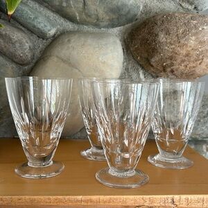 Stuart England Hampshire Clear Cut Crystal Juice Glass 4" footed glass set of 4